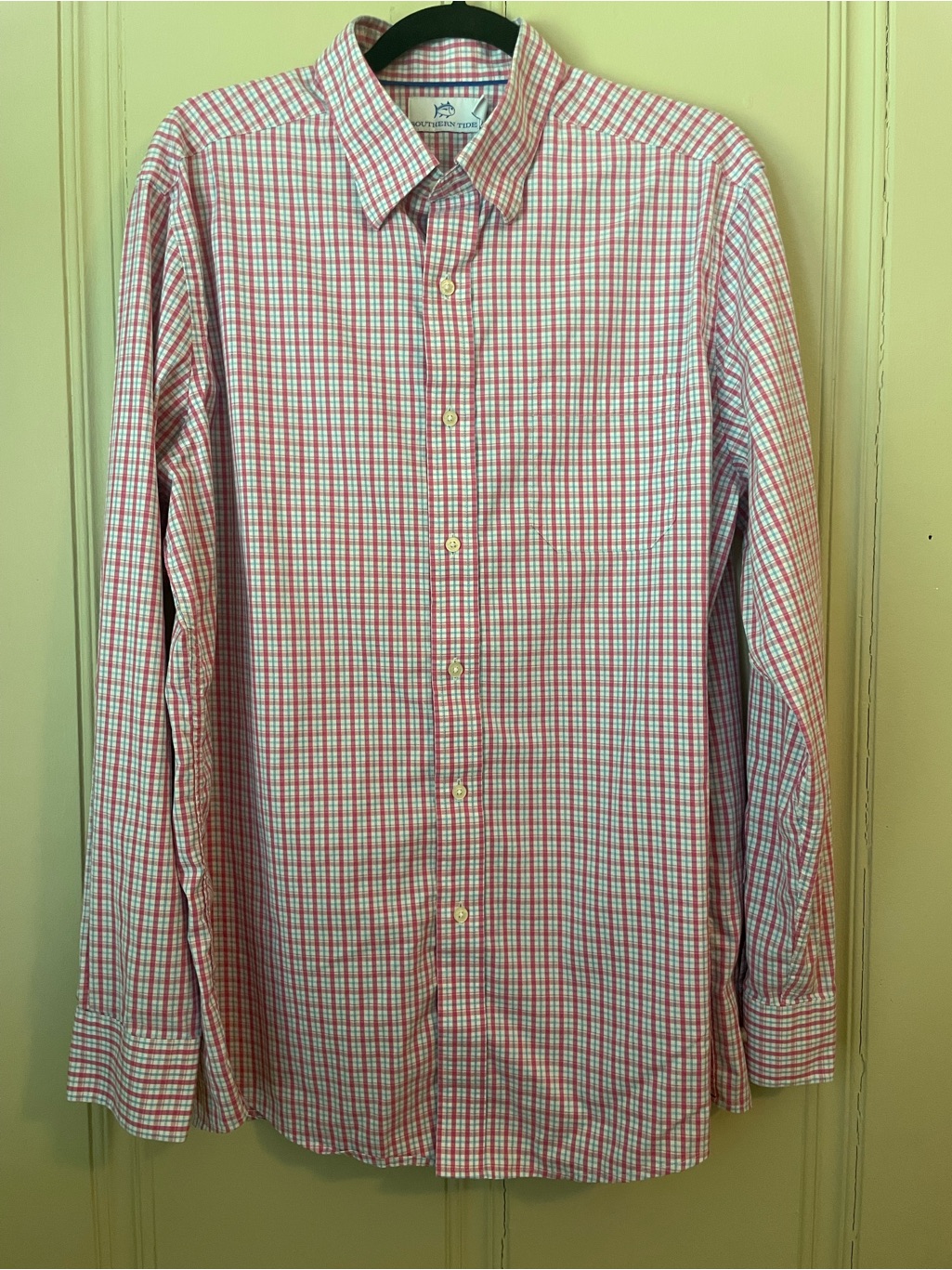 Southern Tide Pink & White Check Long-Sleeve Dress Shirt